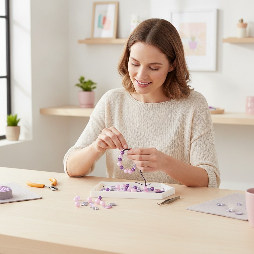 Perlen-Set lila sortiert - Kidis Art
