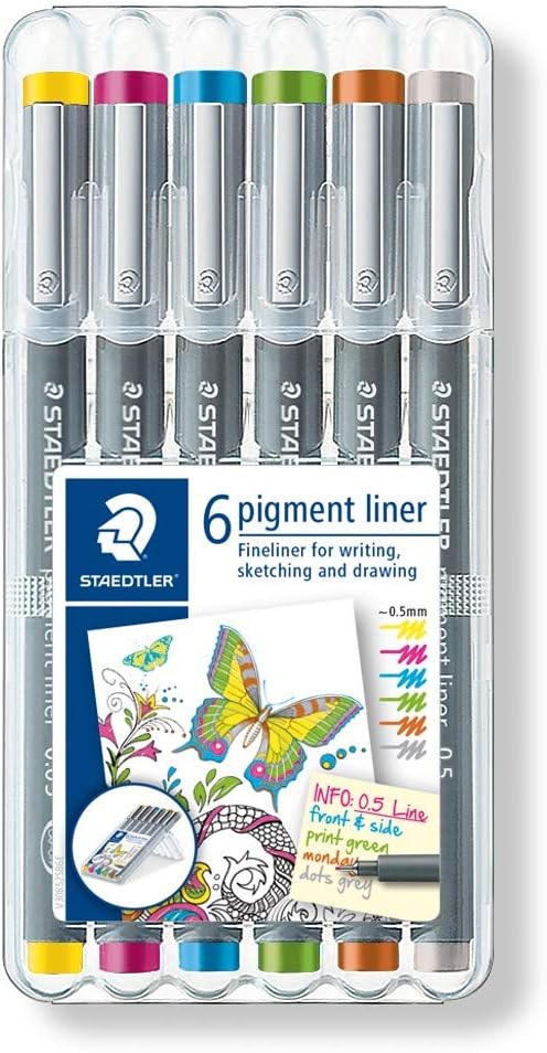 pigment liner 308 multi-color 0.5mm, 6er Box - Kidis Art