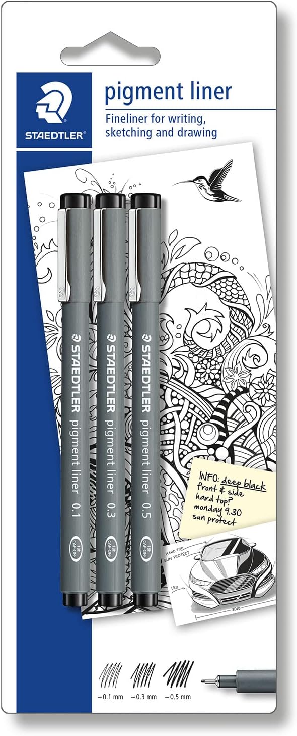 pigment liner 308 schwarz, 3er Box - Kidis Art