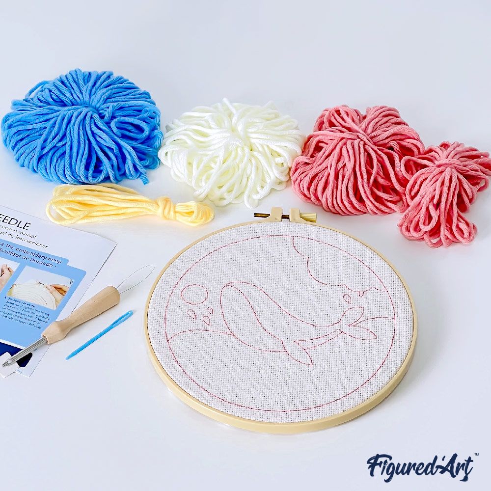 Punch Needle 20x20 Kitty Van Gogh mit Bubble Tea - Kidis Art