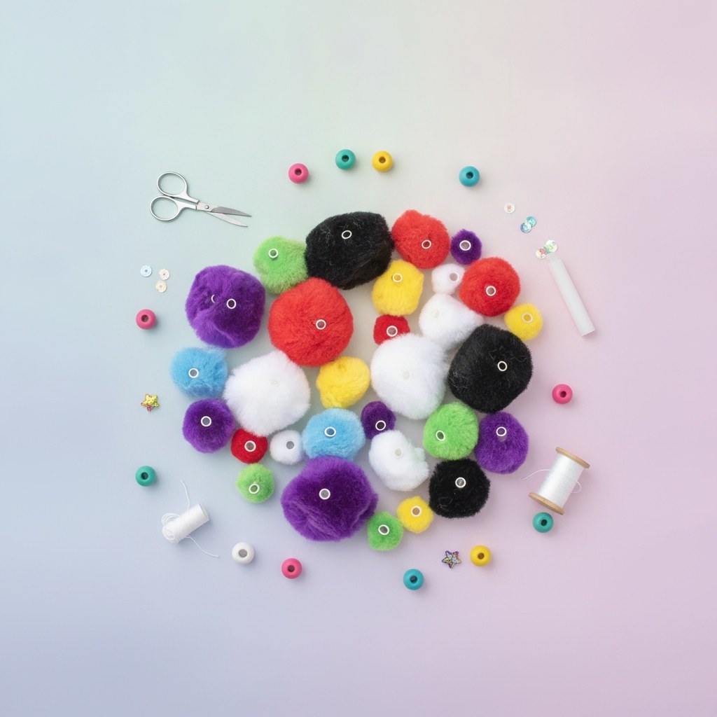 Pompon mix, 48St. mit Röhren, 15-35mm - Kidis Art