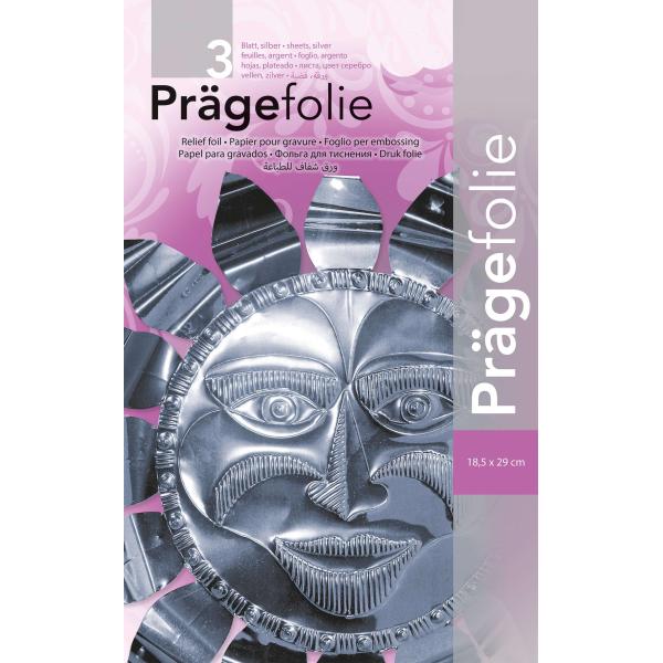 Prägefolie silber, Hartmetall 19x30 cm, 3 Blatt - Kidis Art