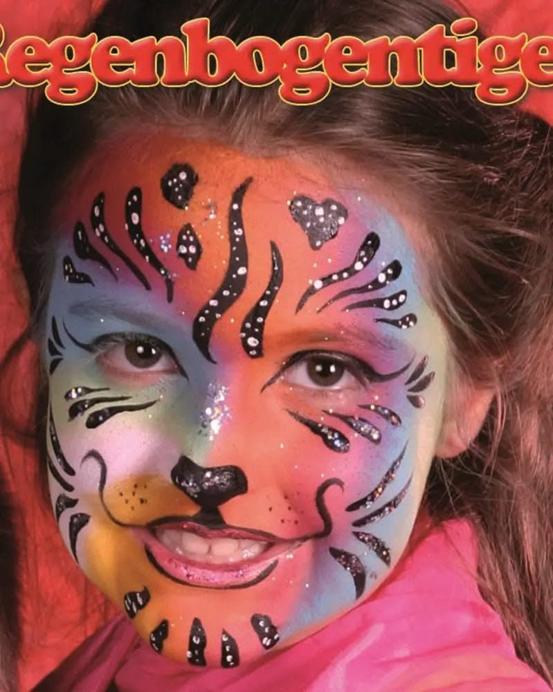 Profi Aqua Make-up Regenbtiger, 4 Farben, Pinsel, Anleitung - Kidis Art