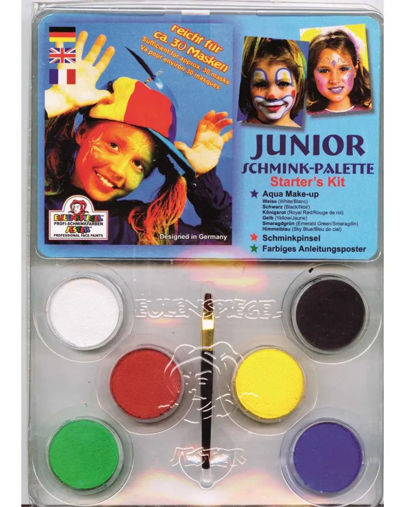 Profi Aqua Make - up Starter Kit, 6 Farben, Pinsel, Anleitung - Kidis Art