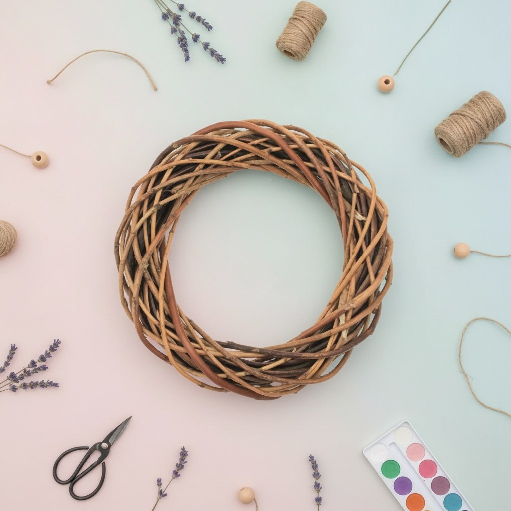 Brauner Rattan-Kranz, verflochtenes Floristik-Grundmaterial für DIY-Deko
