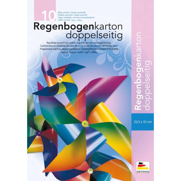 Regenbogenkartonmappe, 200g/m² 22,5x32cm 10 Blatt - Kidis Art