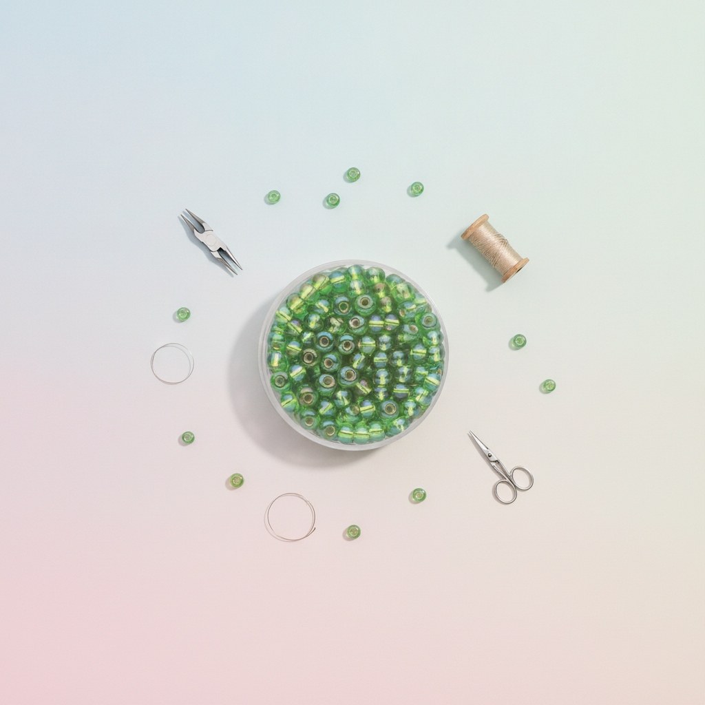 Rocailles 4,5mm 17g grün AB - Kidis Art