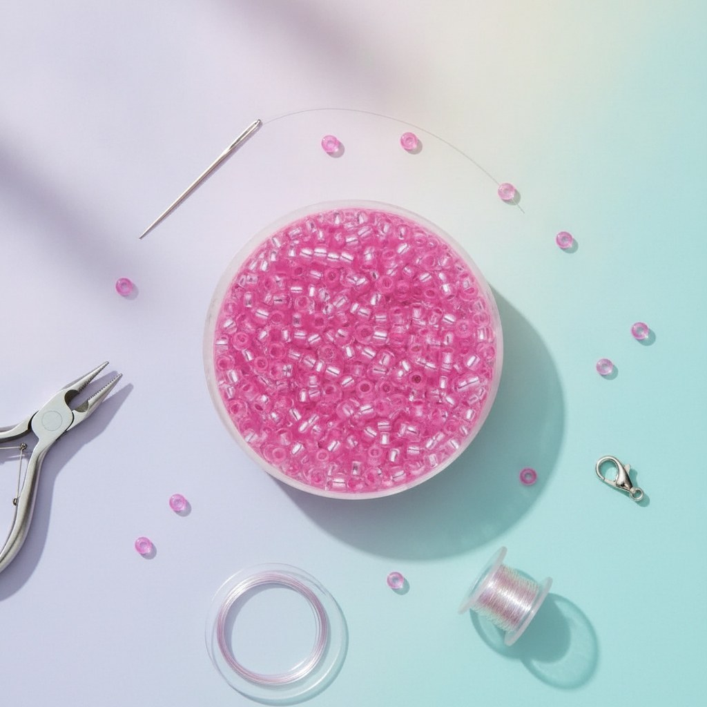 Rocailles pink mit silber - Kidis Art