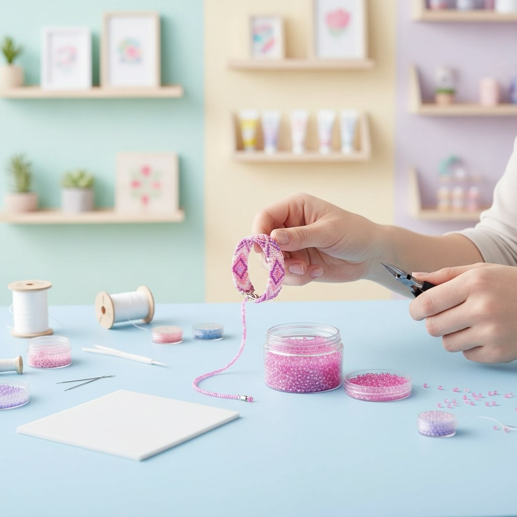 Rocailles pink mit silber - Kidis Art