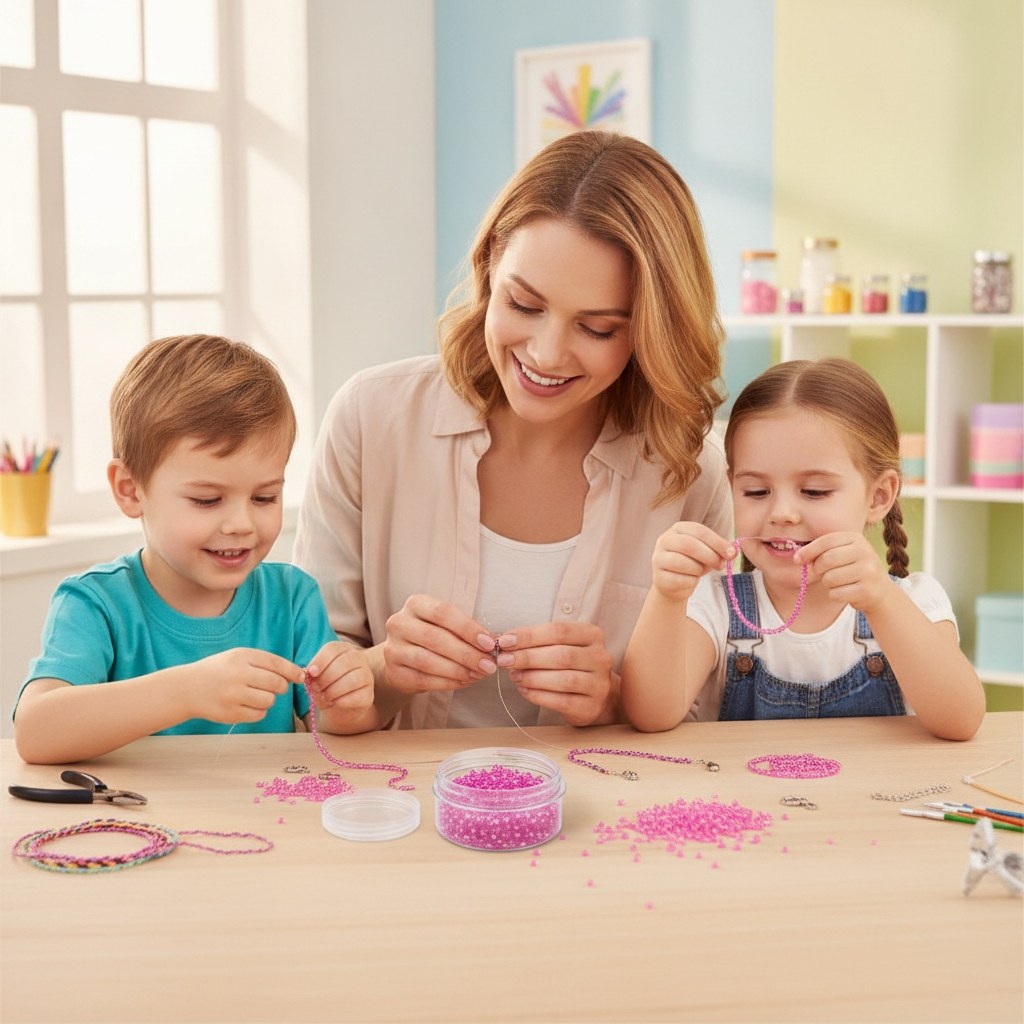 Rocailles pink mit silber - Kidis Art