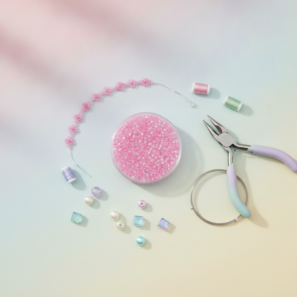 Rocailles Silbereinzug rosa - Kidis Art