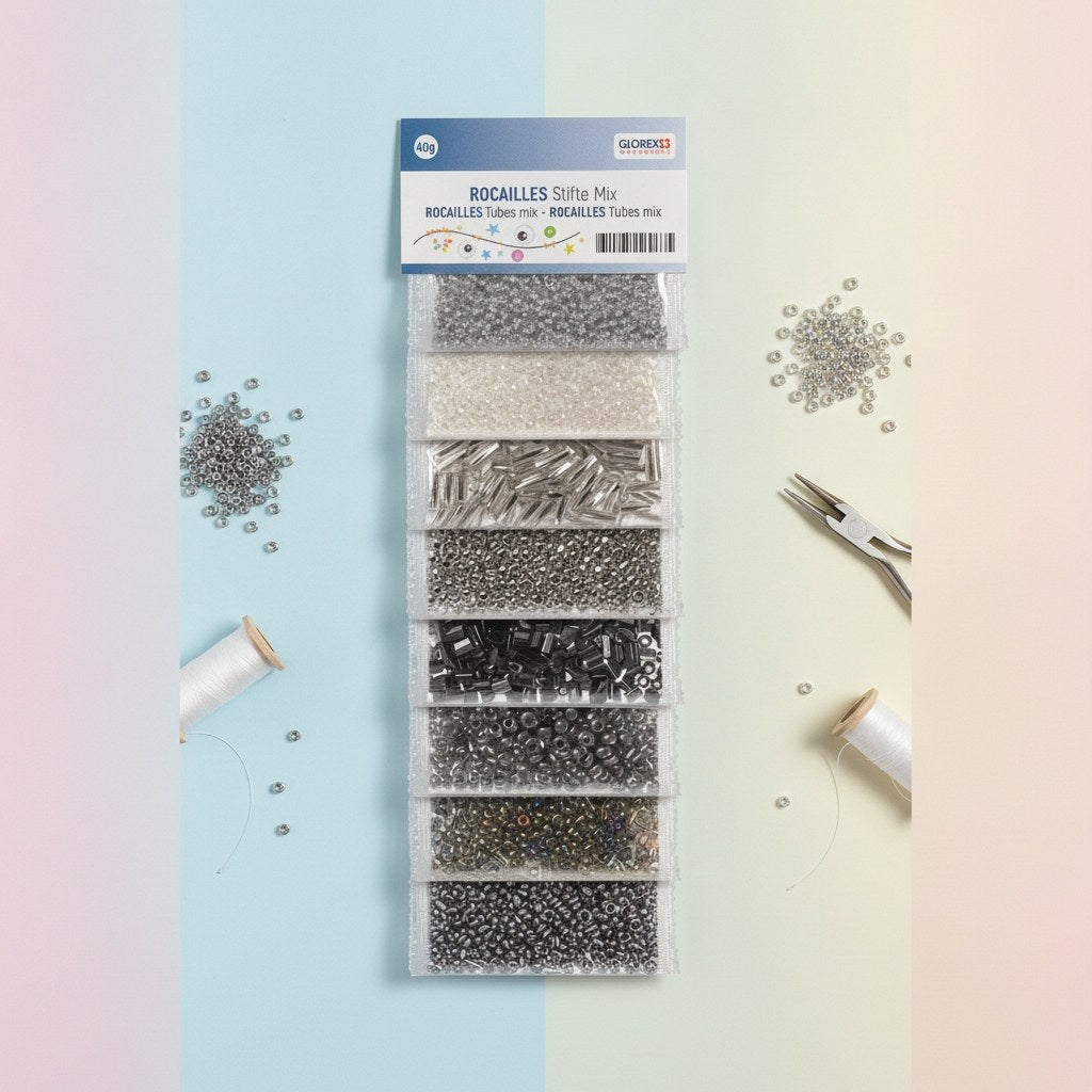 Rocailles/Stifte Mix, 8Fb. 40g - Kidis Art