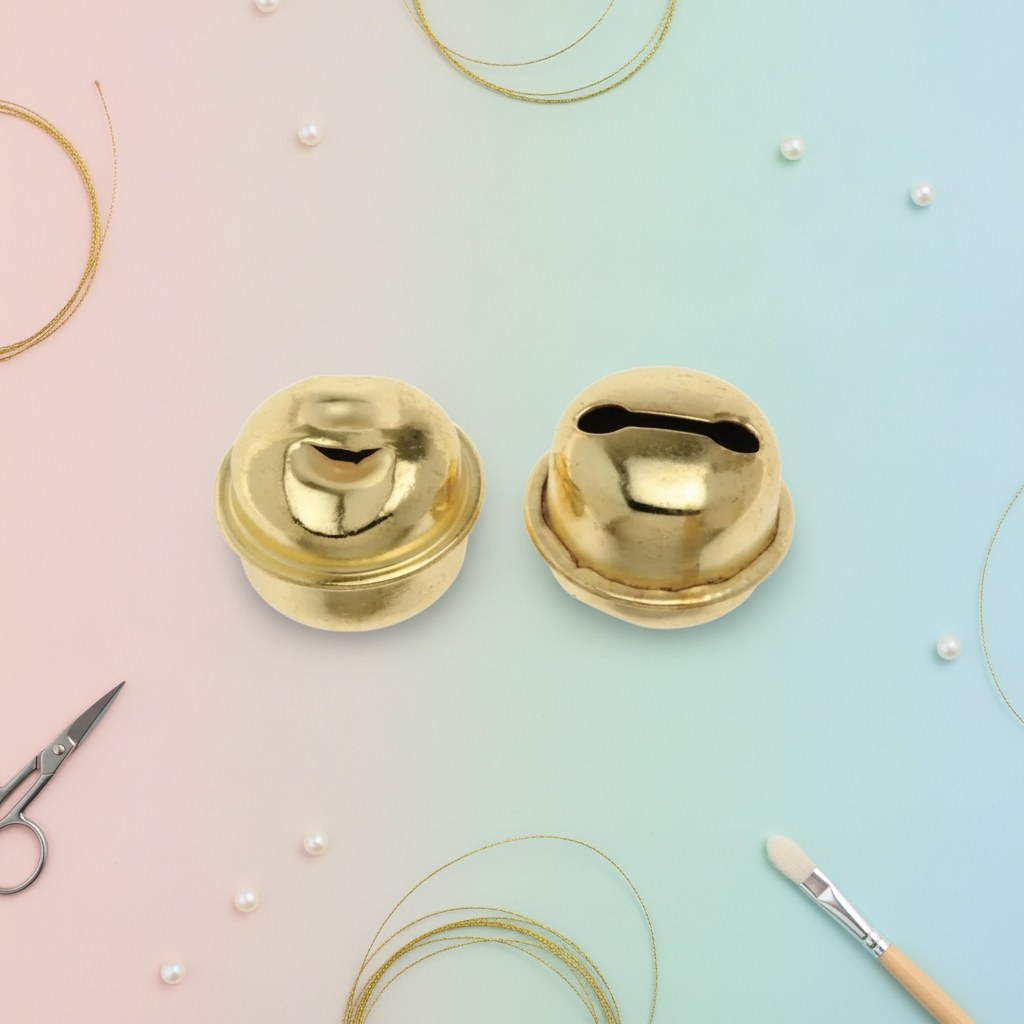 Goldene Metall-Rollenglöckchen 18mm mit glänzender Oberfläche für Weihnachtsschmuck und Bastelprojekte