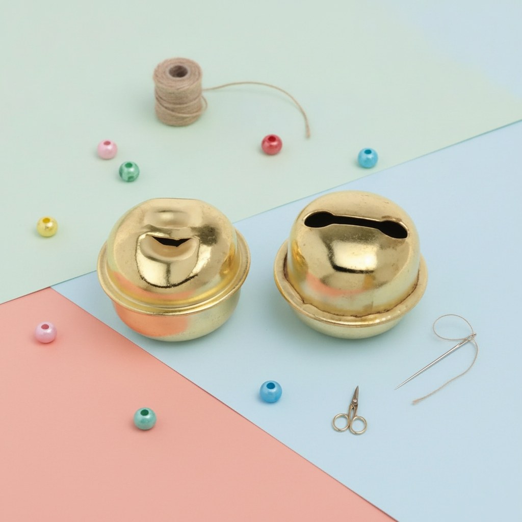 Goldene Rollenglöckchen 22mm mit glänzender Metalloberfläche und offener Rolllänge für DIY-Deko