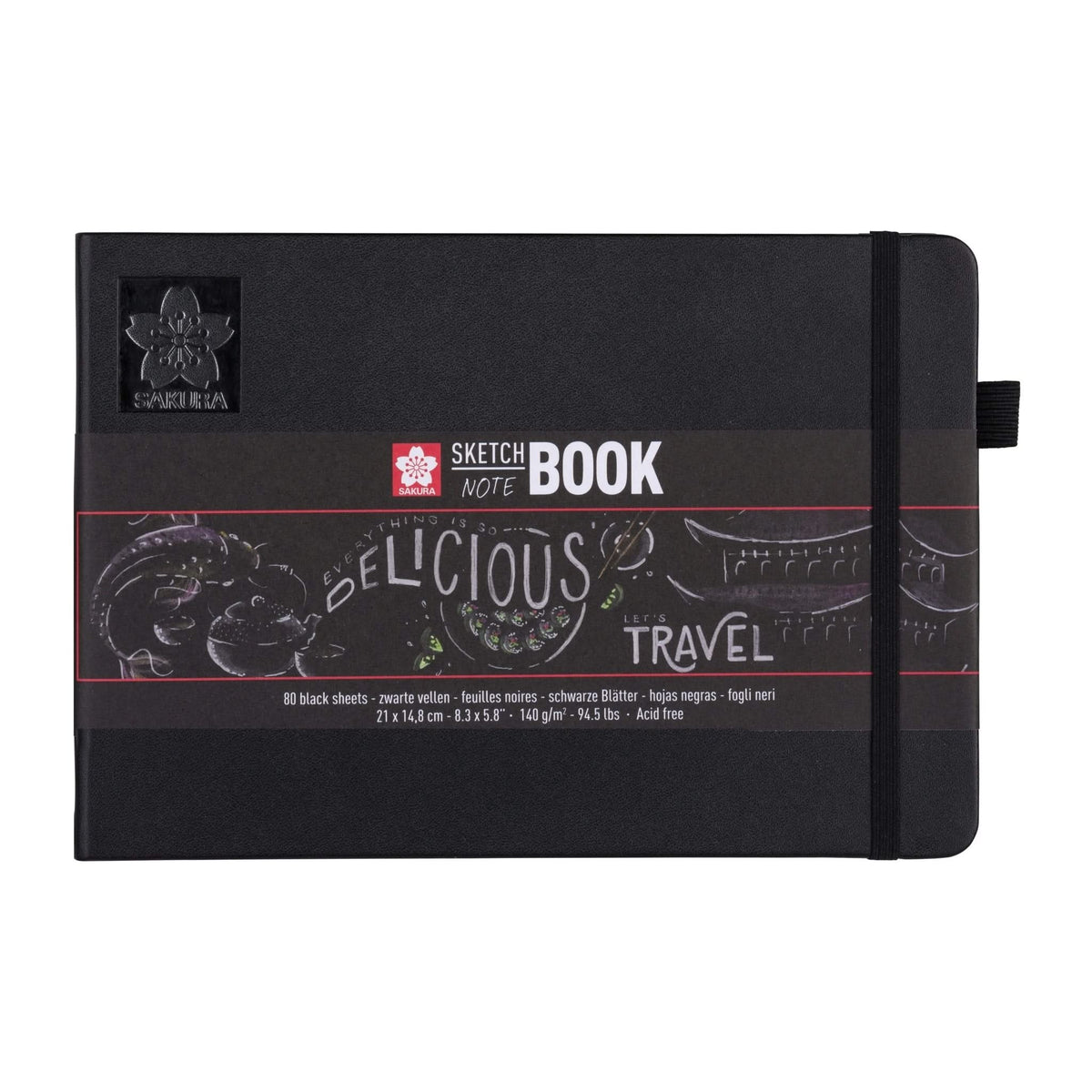 Sakura Skizzen/Notizbuch 21 x 14.8 cm 80 Blatt in Schwarz 140g - Kidis Art