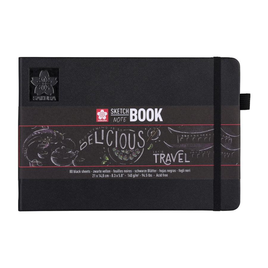 Sakura Skizzen/Notizbuch 21 x 14.8 cm 80 Blatt in Schwarz 140g - Kidis Art