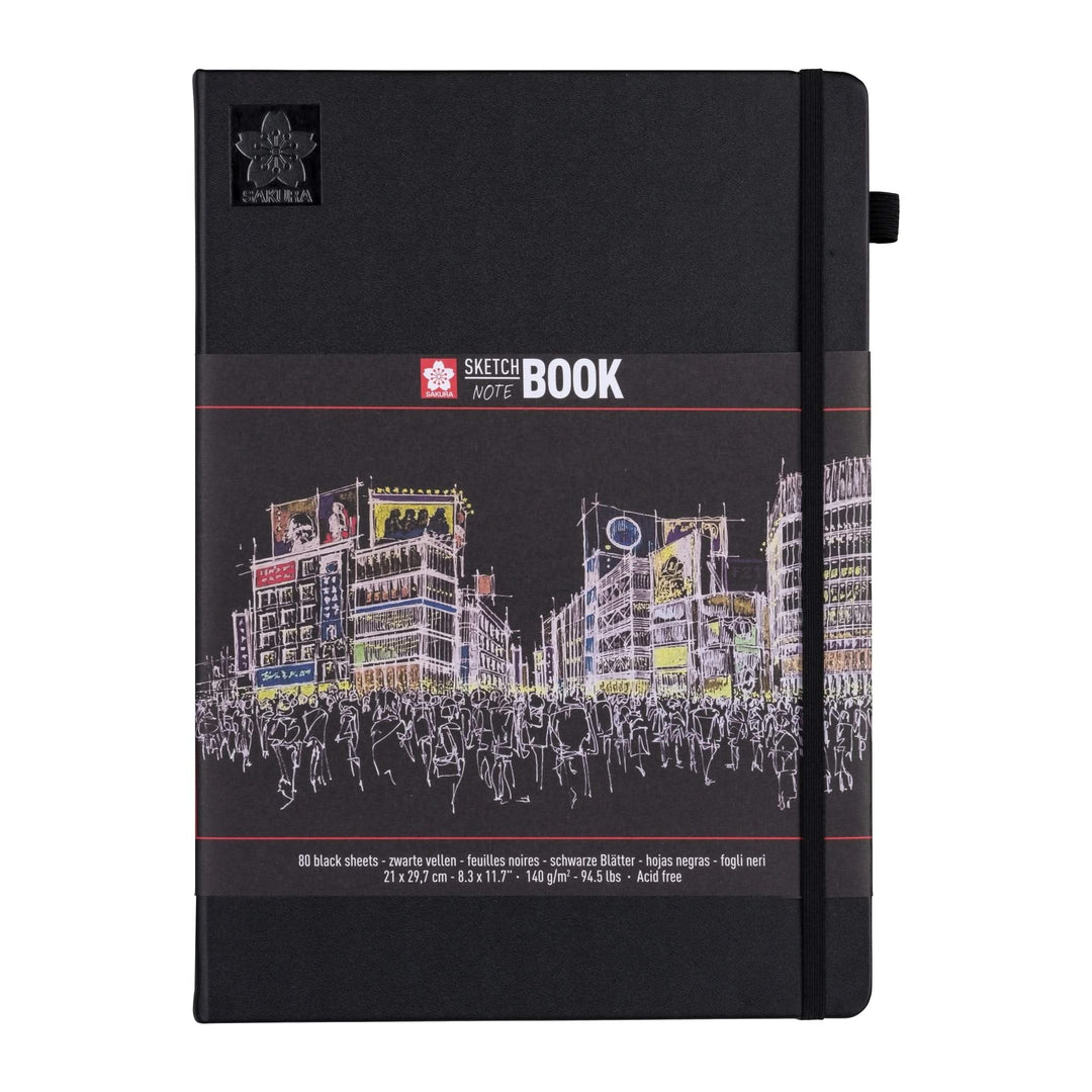 Sakura Skizzen/Notizbuch 21 x 29.7 cm 80 Blatt in Schwarz 140g - Kidis Art