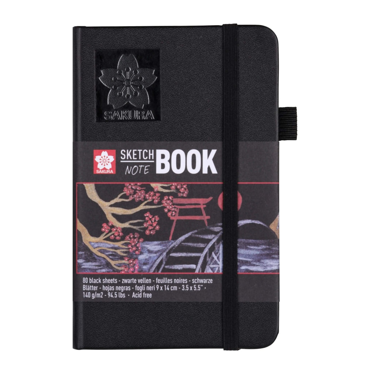 Sakura Skizzen/Notizbuch 9 x 14 cm 80 Blatt in Schwarz 140g - Kidis Art
