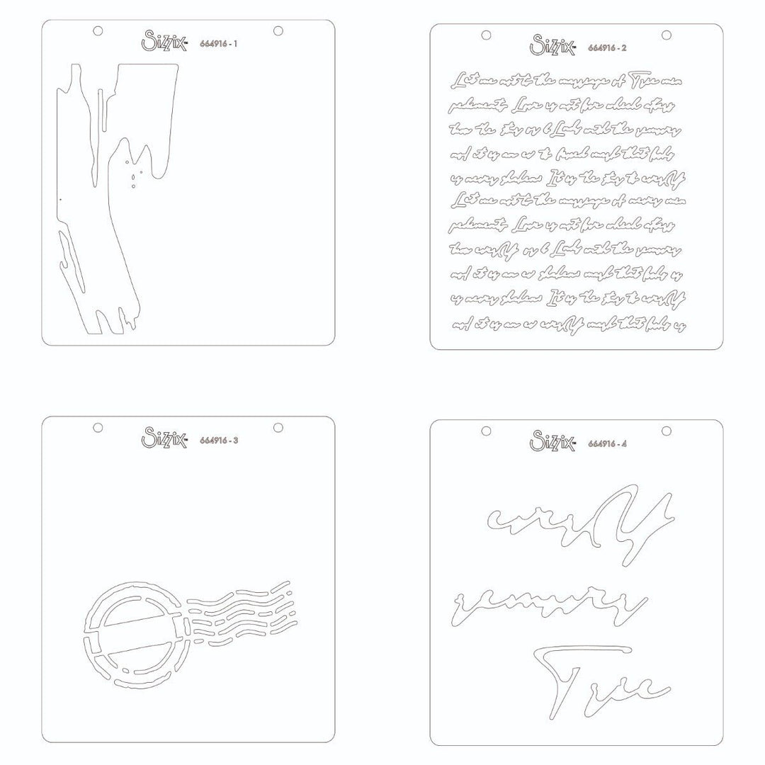 Schablone 4Stück - Scroll Text - Kidis Art