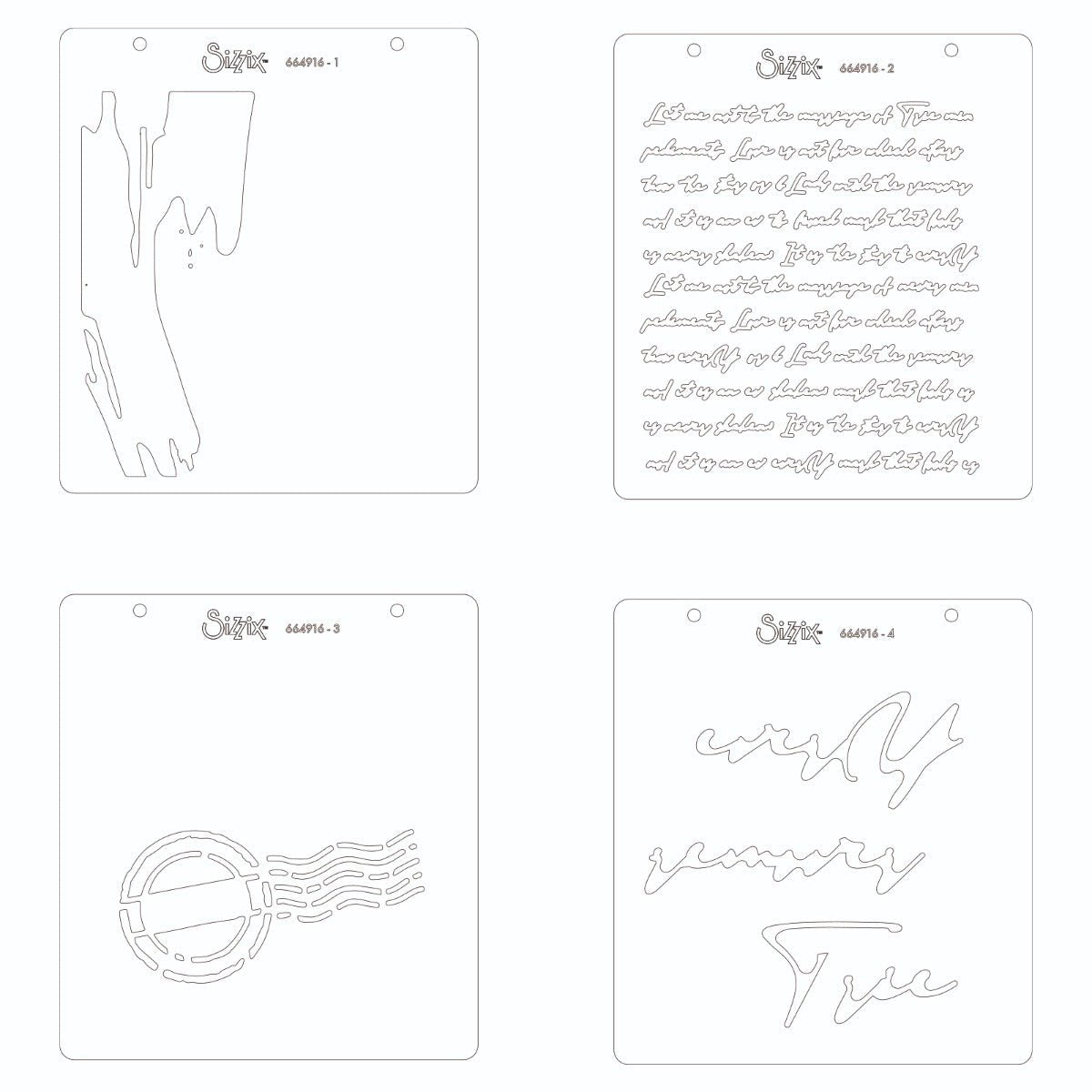 Schablone 4Stück - Scroll Text - Kidis Art