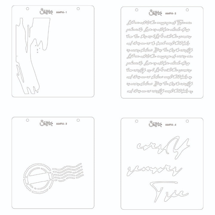 Schablone 4Stück - Scroll Text - Kidis Art