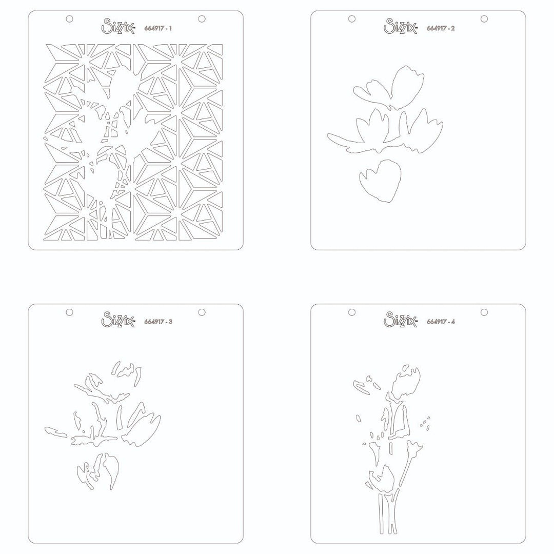 Schablonen 4 Stück - Geo Blumen - Kidis Art