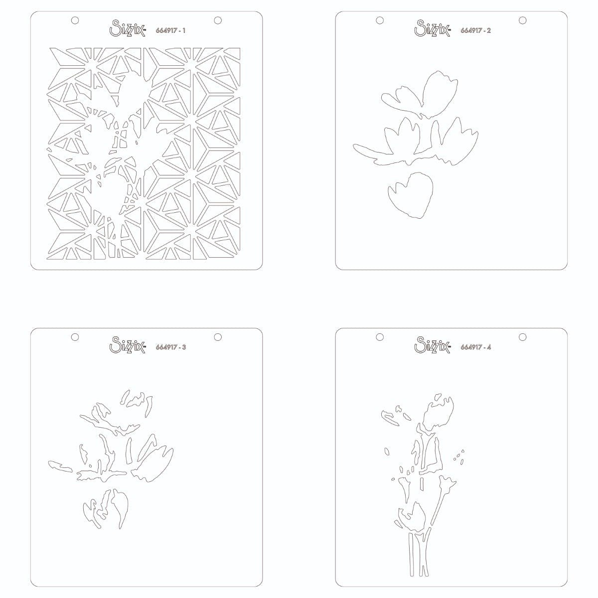Schablonen 4 Stück - Geo Blumen - Kidis Art