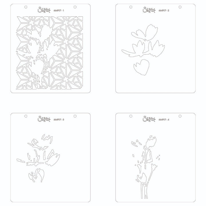Schablonen 4 Stück - Geo Blumen - Kidis Art