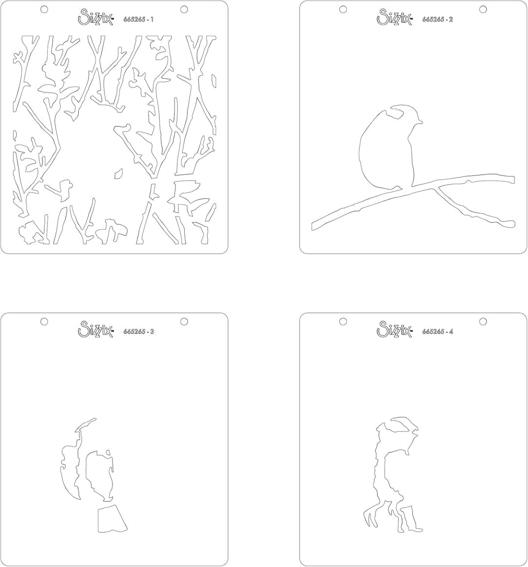 Schablonen 4 Stück - Vogel &amp; Äste - Kidis Art