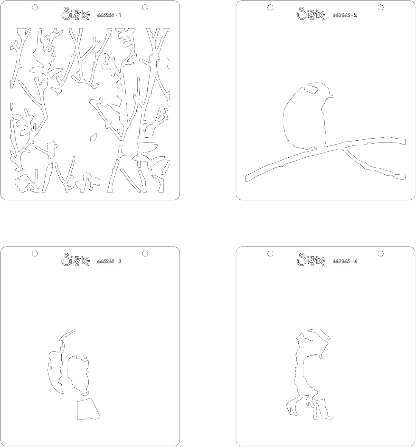 Schablonen 4 Stück - Vogel & Äste - Kidis Art