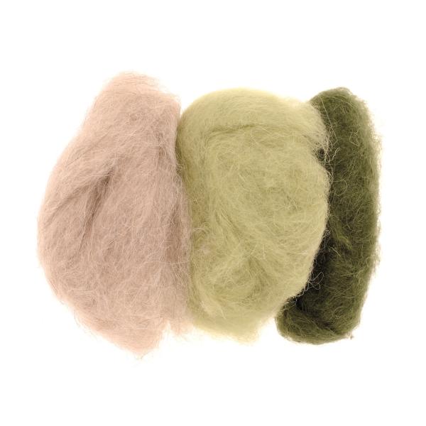Schafwolle 3x10g grün - mix 100% Wolle - Kidis Art