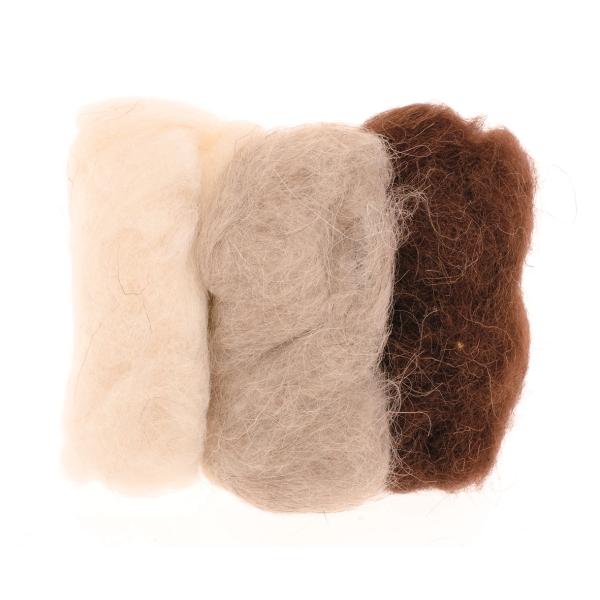 Schafwolle 3x10g natur - mix - Kidis Art