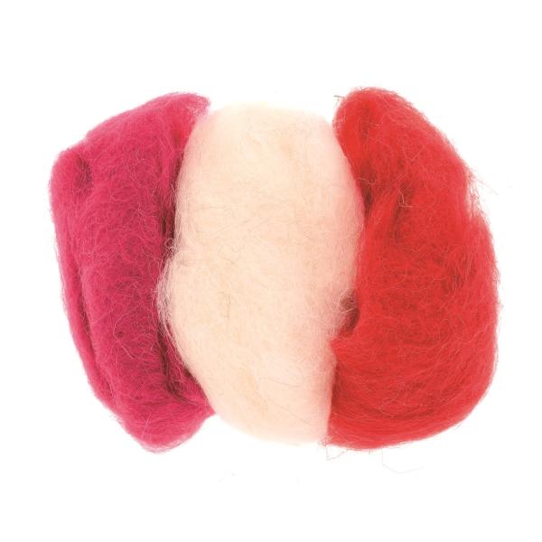 Schafwolle 3x10g rot - mix - Kidis Art