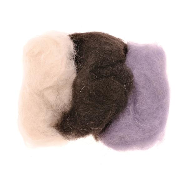 Schafwolle 3x10g schwarz - weiss 100% Wolle - Kidis Art