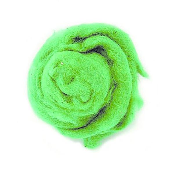 Schafwolle 50g hellgrün 100% natur - Kidis Art