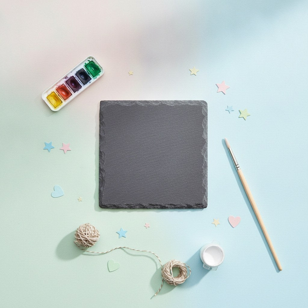 Schiefer Untersetzer,Quadrat 10x10x0,4cm - Kidis Art