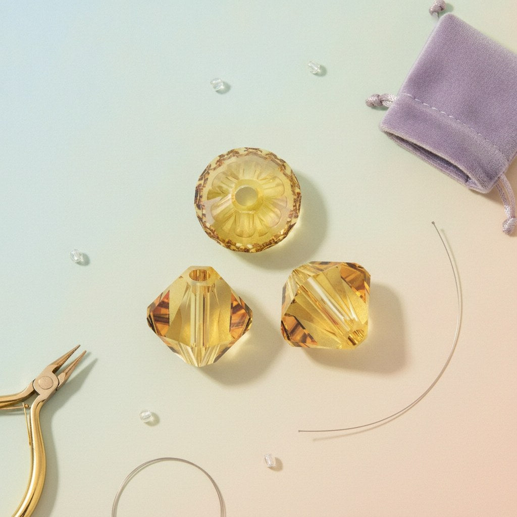 Schliffspitzperle Swarovski 4mm light topaz 25 Stück - Kidis Art