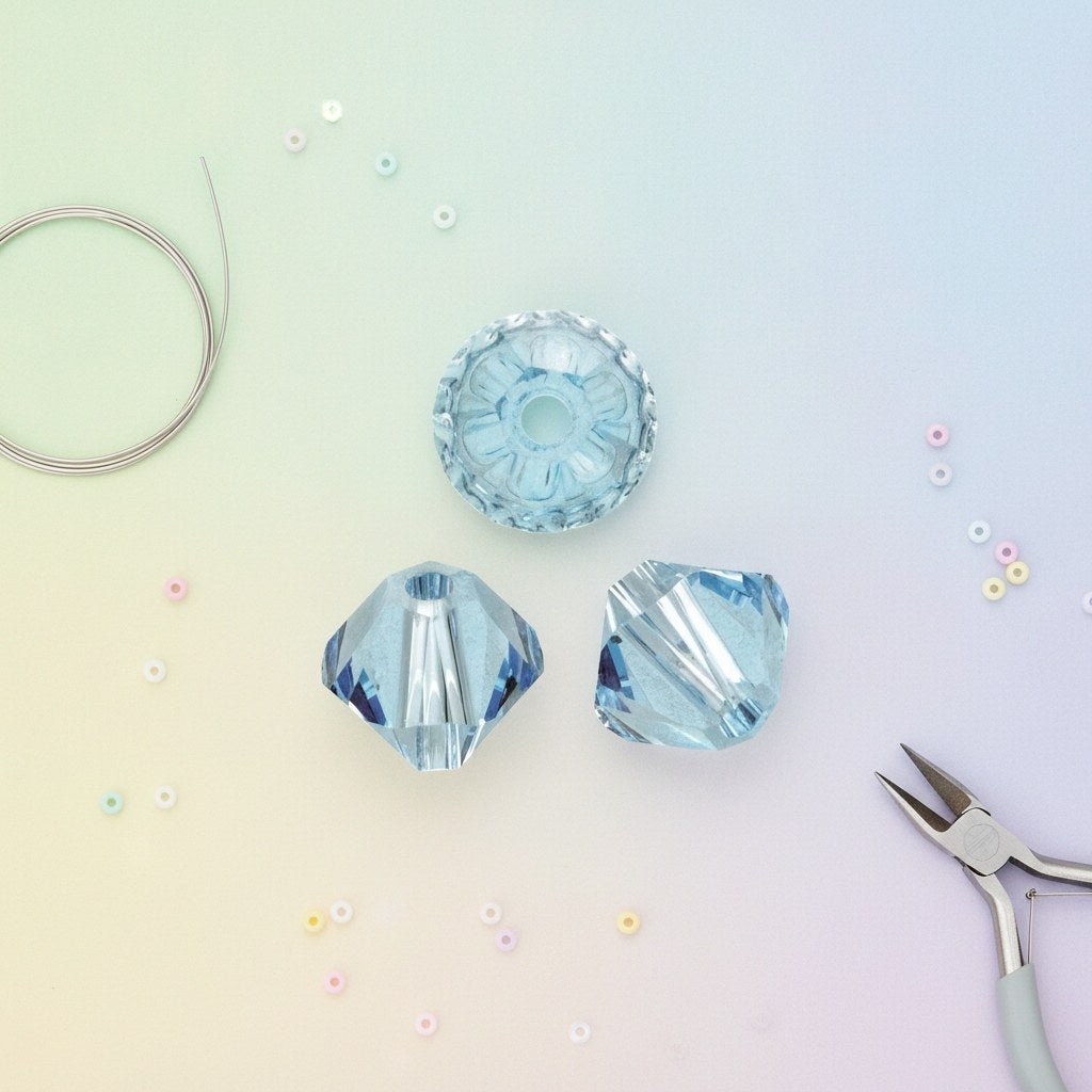 Schliffspitzperle Swarovski 6mm aqua 12 Stück - Kidis Art