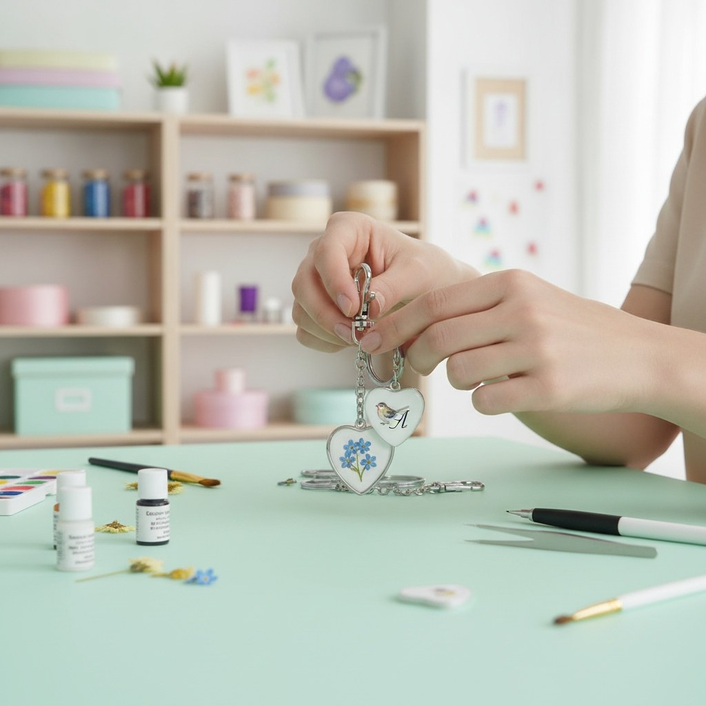 Schlüsselanhänger doppelseitig herzform silberfarben Ø32mm - Kidis Art