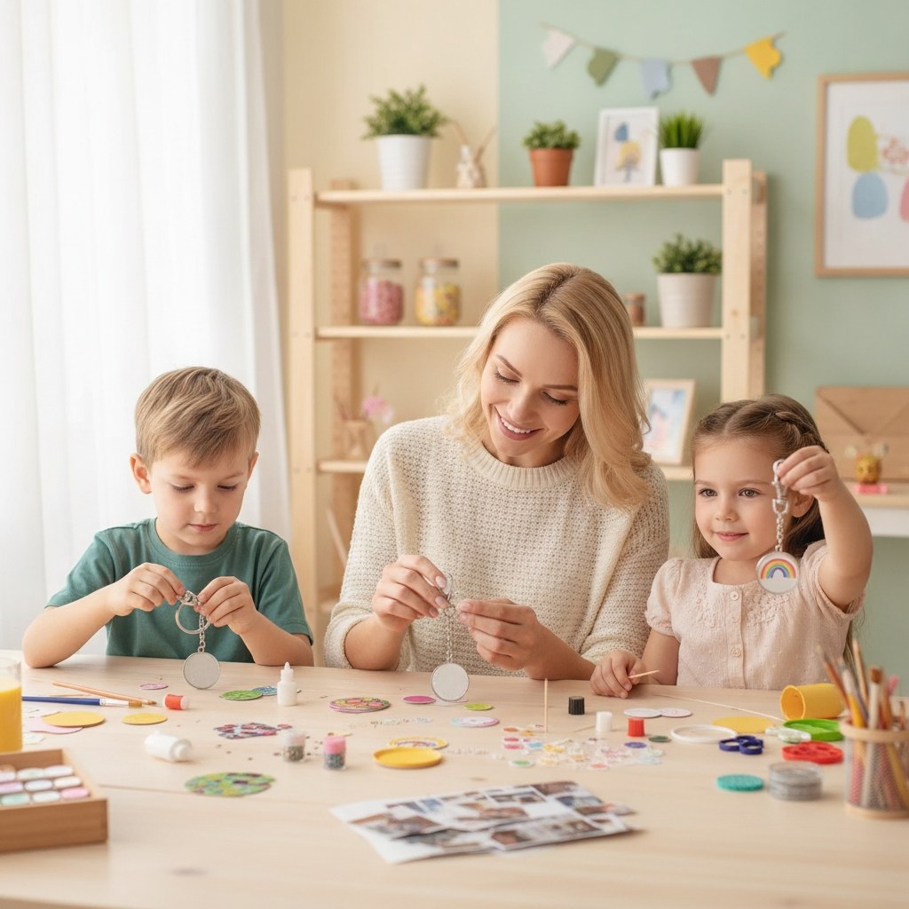 Schlüsselanhänger doppelseitig rund silberfarben Ø32mm - Kidis Art