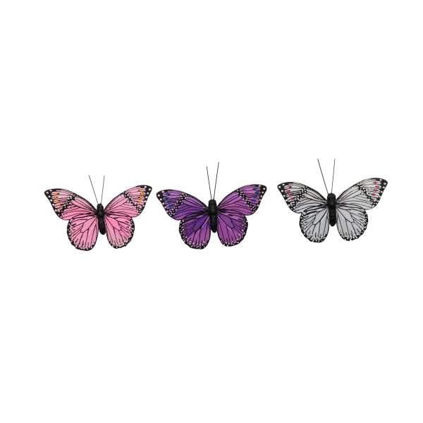 Schmetterling Set 3St. 10x8cm, pink/lila/grau - Kidis Art