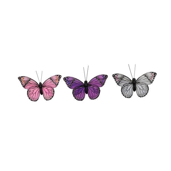 Schmetterling Set 3St. 10x8cm, pink/lila/grau - Kidis Art