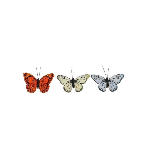 Schmetterling Set 3St. 9x7cm, orange/gelb/blau - Kidis Art
