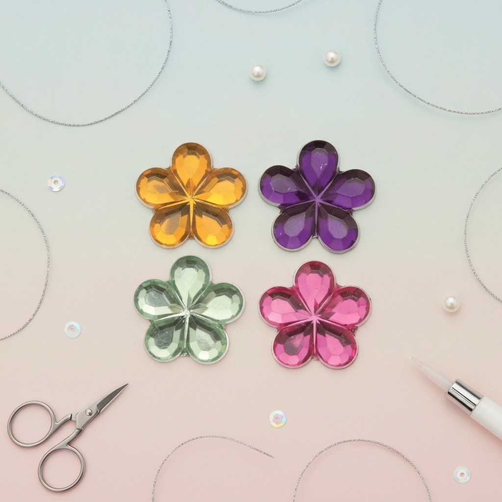 Schmuck-Steine Blüten 34St 15x15mm - Kidis Art