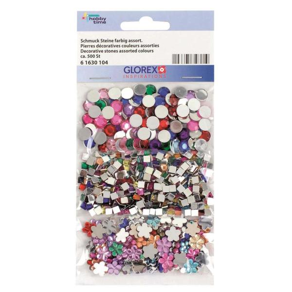 Schmuck Steine farbig assort. 500 St - Kidis Art