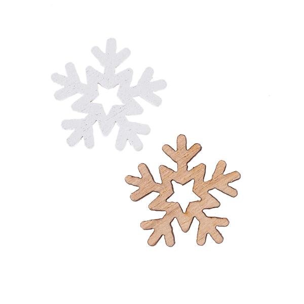 Schneeflocken, weiss/natur, Ho 12St., 2,2x2,2x0,2cm - Kidis Art