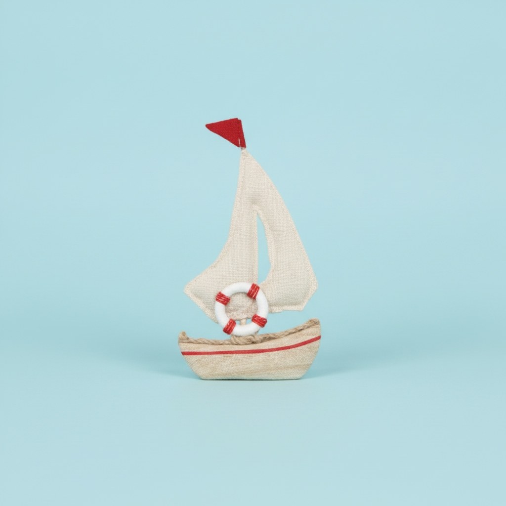 Segelboot, Holz, beige 9,5x2x18cm - Kidis Art
