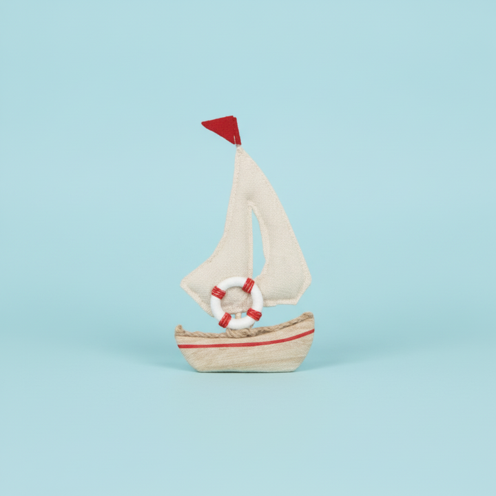 Segelboot, Holz, beige 9,5x2x18cm - Kidis Art