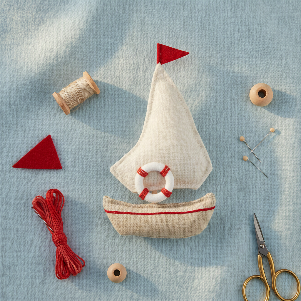 Segelboot, Holz, beige 9,5x2x18cm - Kidis Art