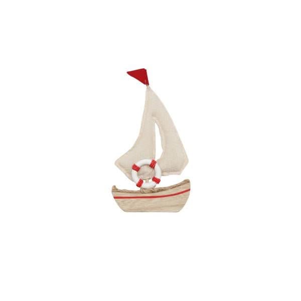 Segelboot, Holz, beige 9,5x2x18cm - Kidis Art